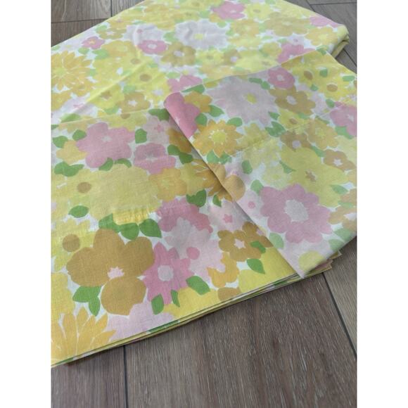 VTG Dan River Dantrel Full Sheet Set 70s Flower Power Hippie Boho Faded - Picture 13 of 16